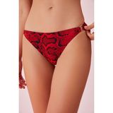 Suwen Red Snake Detaylı Desenli Bikini Alt - Kırmızı - 36