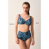 Suwen Samantha Önü Burgulu Balenli Toparlayıcı Bikini Üst - 38 - Mavi Leopar