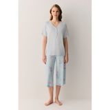 Suwen Sandy Kapri Şort Pijama Takımı - Mavi - XL