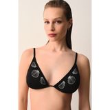 Suwen Seashell Üçgen Bikini Üst - 36 - Siyah