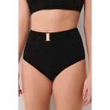 Suwen Siyah Yüksek Bel Kemerli Bikini Alt Örme Kumaş ile Şık ve Rahat Tasarım - 38