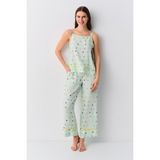 Suwen Smile Atlet Pantolon Pijama Takımı - Yeşil