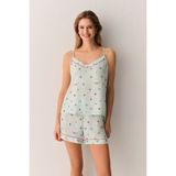 Suwen Smile Atlet Şort Pijama Takımı - Yeşil