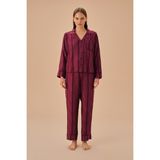 Suwen Tall Gömlek Yaka Pijama Takımı - Bordo