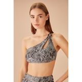Suwen Tek Omuz Aksesuarlı Bralet Bikini Üst - 36 - Siyah