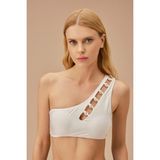 Suwen Tek Omuz Aksesuarlı Bralet Bikini Üst - 40 - Beyaz