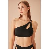 Suwen Tek Omuz Aksesuarlı Bralet Bikini Üst - 42 - Siyah
