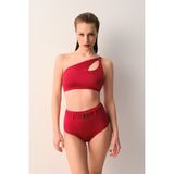 Suwen Tek Omuz Bikini Üst - 38 - Kırmızı