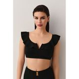 Suwen Volanlı Bralet Bikini Üst Sbn26400012 Siyah