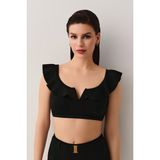 Suwen Volanlı Bralet Bikini Üst - Siyah - 38