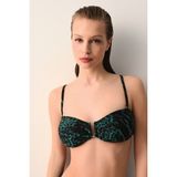 Suwen Wild Metal Aksesuarlı Bikini Üst - 38 - Yeşil - Leopar