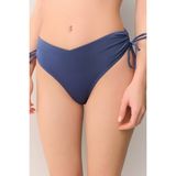 Suwen Yanı Büzgülü Renkli Bikini Alt - 42 - Duman Mavisi
