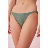 Suwen Yanı Detaylı Dokulu Bikini Alt - 38 - Yeşil