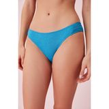 Suwen Yanı Pileli Dokulu Bikini Alt - 36 - Mavi