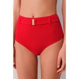 Suwen Yüksek Bel Kemerli Bikini Alt - Kırmızı - 40
