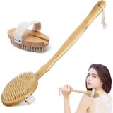 SUWORS Ahşap Sırt Fırçası – Uzun Saplı Doğal Kıllı Banyo ve Duş Fırçası, Çıkarılabilir El Fırçası, Kuru Fırçalama ve Vücut Bakımı İçin
