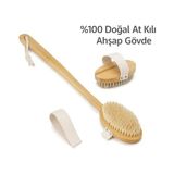 Suwors Doğal At Kılı Banyo Fırçası – Selülit Karşıtı, Masaj ve Peeling Için Ahşap Fırça, Saplı & Sapsız Kullanım - standart