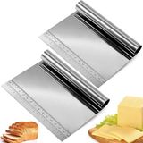 SUWORS Paslanmaz Çelik Hamur Kesici ve Kazıyıcı, Ölçü Cetvelli, Ergonomik Silindir Saplı, Çok Amaçlı Mutfak Aleti