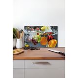 Suyun Içinde Meyve Cam Kesme Tahtası, Silikon Ayaklı, Isıya Kırılmaya Dayanıklı, Sunum Kesim Tablası - 23 x 35 cm