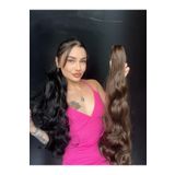 Suzan Peruk 80 cm Ekstra Uzun At Kuyruğu Tokalı Postiş Koyu Kumral