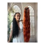 Suzan Peruk Bakır renk At Kuyruğu Saç Bağlamalı Postiş 70 Cm Isıya Dayanıklı Afro dalgalı ponytail