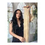 Suzan Peruk Doğal sarı Düz At Kuyruğu Gerçek saç dokusunda-Bağlamalı Postiş 70 Cm Bağcıklı Cırtcırtlı