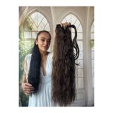 Suzan Peruk Kumral At Kuyruğu Saç Bağlamalı Postiş 70 Cm Isıya Dayanıklı Afro dalgalı ponytail