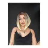 Suzan Peruk Perçemsiz Bob Kesim Tepe Kısmı Cilt Görünümlü Medikal Peruk Kumral Ombreli