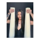 Suzan Peruk Platin Sarı 8 parça Düz uzun Çıt Çıt Saç 70cm Ekstra yoğun 250 gram-Renk seçenkli-Videolu ürün