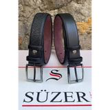 Süzer Deri 2'li Set x 3 Cm Klasik Suni Deri Erkek Çocuk Kemeri Siyah