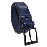 Süzer Deri Lacivert Rugan Suni Deri Desenli 4 cm.lik Klasik Kemer - 7495-68-21M