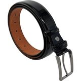 Süzer Deri Siyah Rugan Deri Düz Renk Dikişli Model 3.5 Cm. Genişlikli Klasik Kemer - 201-DKSL - 110 cm