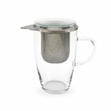Süzgeçli Cam Çay Kupası, 350ml, Sıcak-Soğuk İçecek Uyumlu, 300°C Isıya Dayanıklı