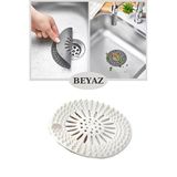 Süzgeçli Lavabo Banyo Küvet Tıkacı, Yuvarlak Evye Küvet Banyo Gider Kapağı Beyaz Renk S-140 Plastik