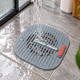 Süzgeçli Yer Gideri Koruyucu Mat Gri – Silikon Saç ve Kıl Tutucu Gider Filtresi, Su Geçirgen Gider Süzgeci, Duş Banyo Balkon Yer Gideri Kapağı, 11x11 cm