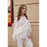 Suziş BEYAZ UÇUŞAN PELERİN BLUZ 5026