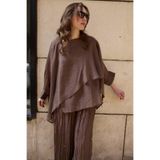 Suziş KAHVERENGİ UÇUŞAN PELERİN BLUZ 5026