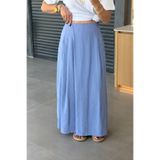 Suziş MAVİ, PİLE DETAYLI BELİ LASTİKLİ ETEK PANTOLON 51204