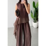 Suziş ŞİFON FIRFIR DETAYLI BLUZ VE BOL PAÇA PANTOLON 51391