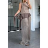 Suziş VİZON ŞİFON FIRFIR DETAYLI BLUZ VE BOL PAÇA PANTOLON 51391