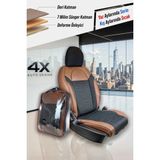 Suzuki Splash Tek Parça Uyumlu Oto Koltuk Kılıfı Deri, Kumaş Premium Kahverengi Siyah - Kahverengi - Siyah