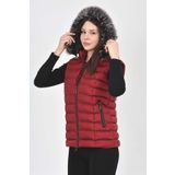 S&V TEKSTİL Kadın Bordo Şişme Kısa Yelek Mont