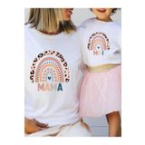 SVART WEAR Anne Kız Kombin Tişört Takımı T-Shirt Twin Kız Çocuk Anne Geometrik Grafik Kalp (TEKLİ FİYAT)