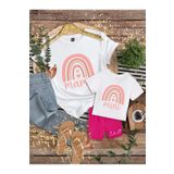 SVART WEAR Anne Kız Kombin Tişört Takımı T-Shirt Twin Kız Çocuk Anne geometrik kalp (TEKLİ FİYAT)