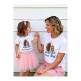 SVART WEAR Anne Kız Kombin Tişört Takımı T-Shirt Twin Kız Çocuk Anne Kalp Jest Grafik (TEKLİ FİYAT)