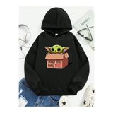 SVART WEAR Baby Yoda Baskılı %100 Pamuk Kanguru Cepli Kapüşonlu Çocuk Sweatshirt