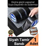 Svein 1 Adet Ekstra Güçlü Dayanıklı Su Geçirmez Sızdırmaz Yalıtım İzolasyon Siyah Tamir Bandı 10 Mt 48 Mm