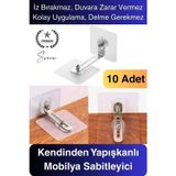 Svein 10 Adet Kendinden Yapışkanlı Mobilya Sabitleme Seti Delme Gerekmez Dolap Raf Tutucu Deprem Güvenliği