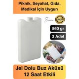 Svein 12 Saat Süreli 560 gr Jel Dolu Buz Aküsü Plastik Soğuk Zincir Gıda Yiyecek Uzun Süre Koruma 3 Adet