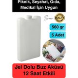 Svein 12 Saat Süreli 560 gr Jel Dolu Buz Aküsü Plastik Soğuk Zincir Gıda Yiyecek Uzun Süre Koruma 5 Adet